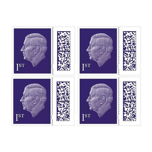 Royal Mail Postage Stamps 1st Class UK Self Adhesive Barcoded Stamps for Letters Pack of 4