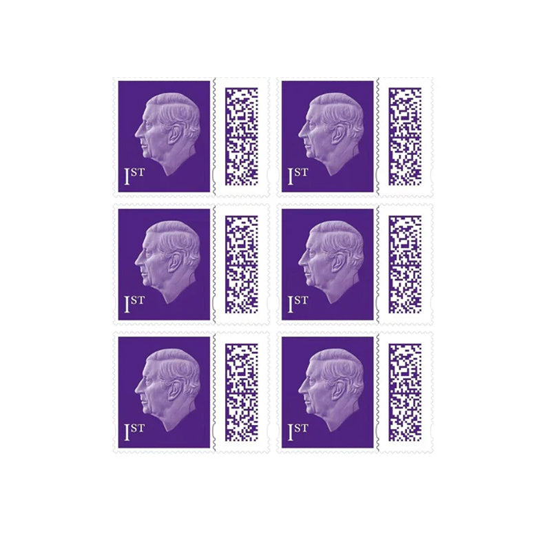 Royal Mail Postage Stamps 1st Class UK Self Adhesive Barcoded Stamps for Letters Pack of 6