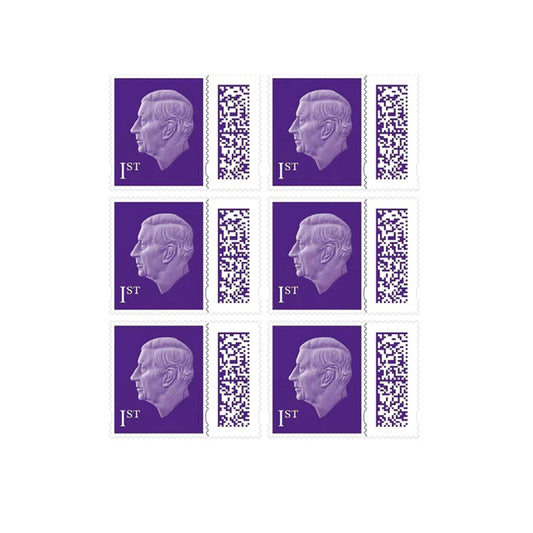 Royal Mail Postage Stamps 1st Class UK Self Adhesive Barcoded Stamps for Letters Pack of 6