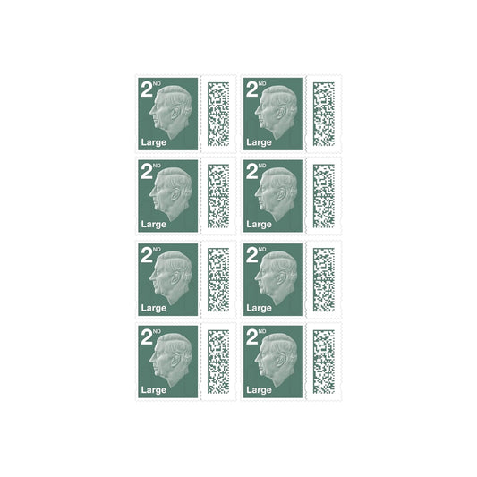 Royal Mail Postage Stamps 2nd Class UK Large Letter Self Adhesive Barcoded Stamps Pack of 8