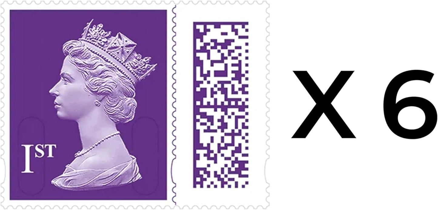 Royal Mail Postage Stamps 1st Class UK Self Adhesive Barcoded Stamps for Letters Pack of 6