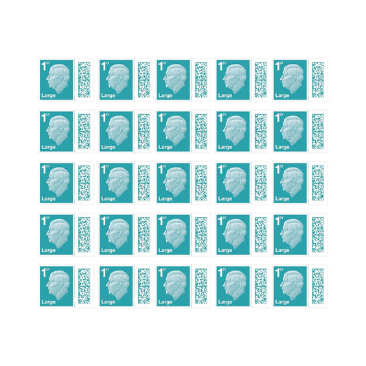 Royal Mail Postage Stamps 1st Class UK Large Letter Self Adhesive Barcoded Stamps Pack of 25