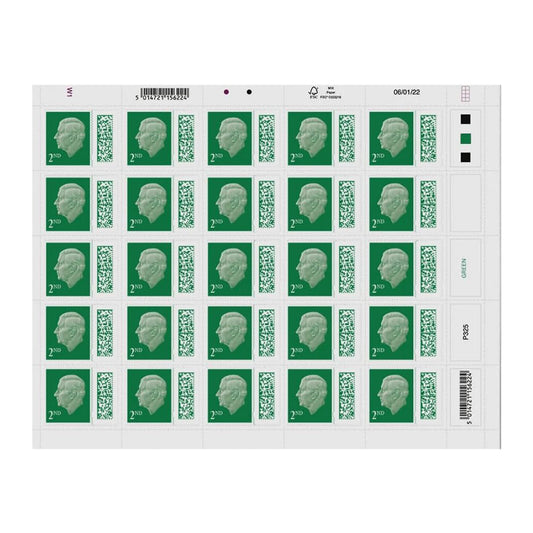Royal Mail Postage Stamps 2nd Class UK Self Adhesive Barcoded Stamps for Letters Pack of 25