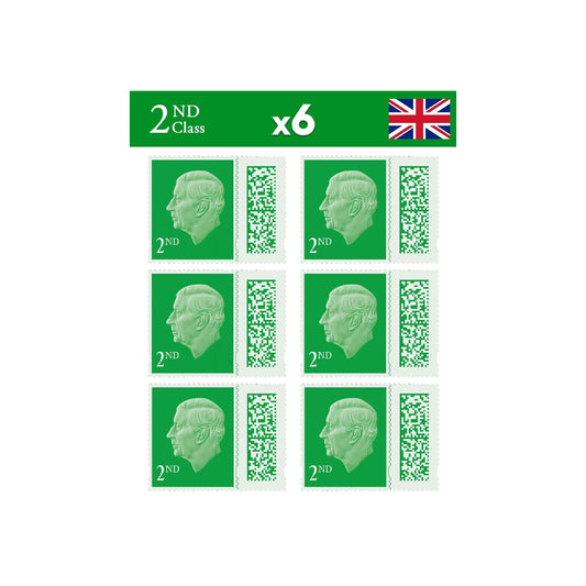 Royal Mail Postage Stamps 2nd Class UK Self Adhesive Barcoded Stamps for Letters Pack of 6